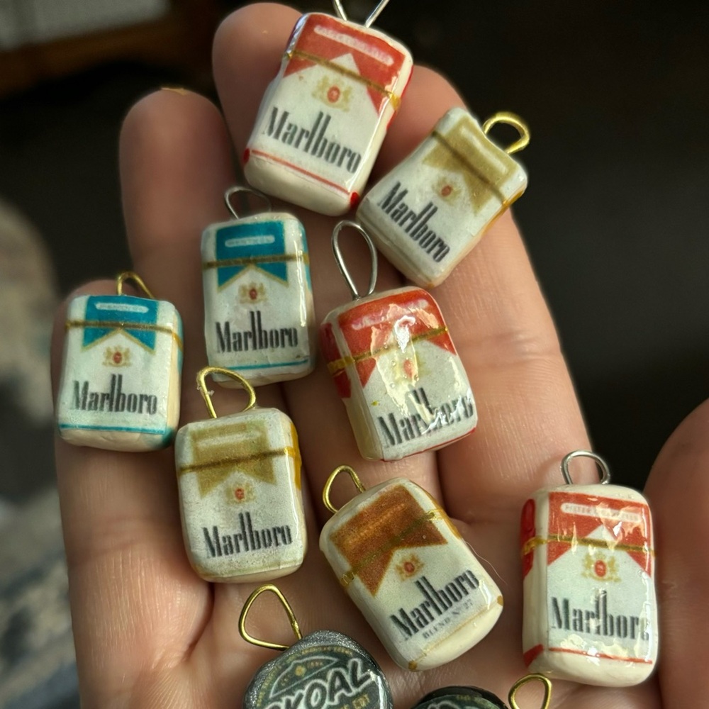 Handmade mini cig box clay charm